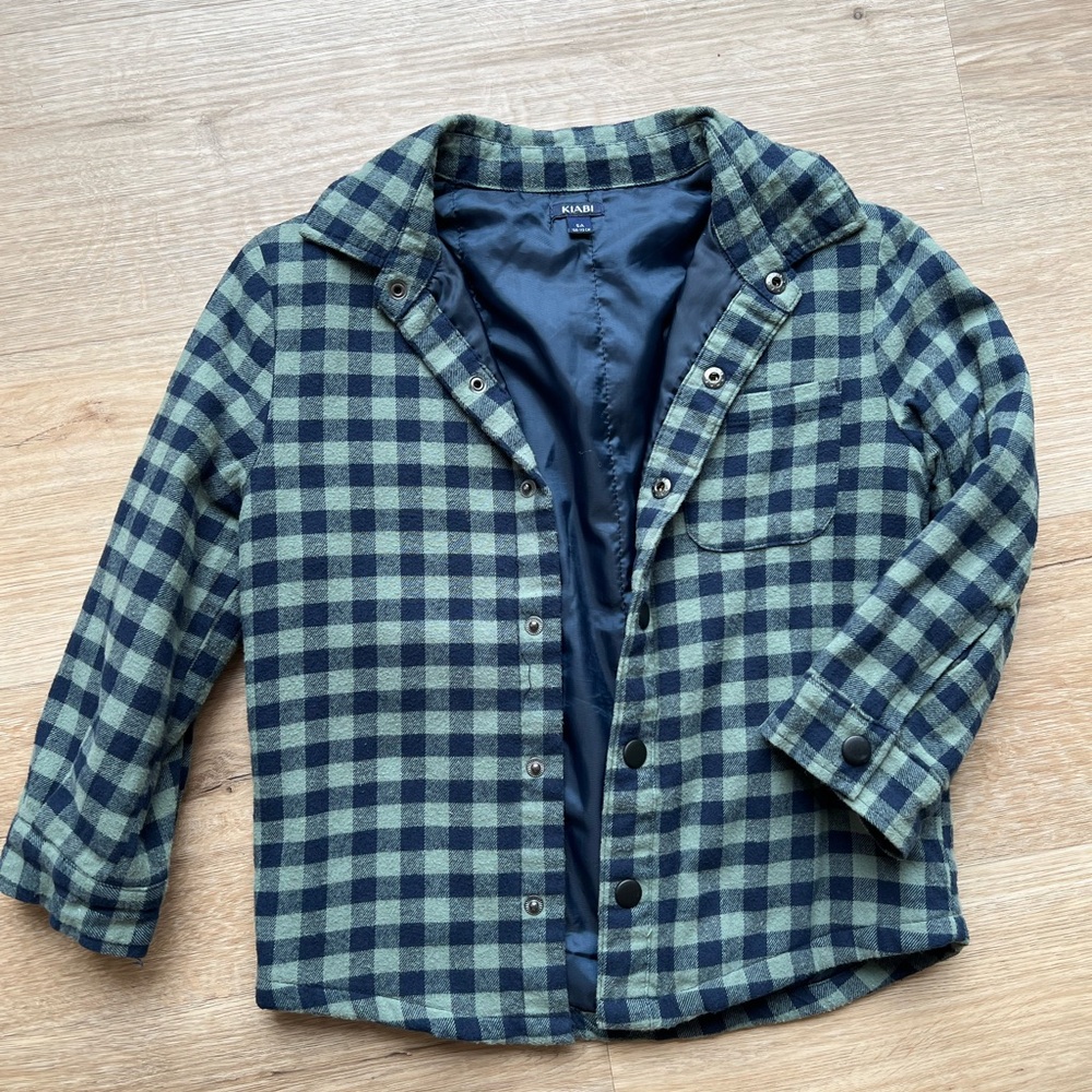 Plaid Kids Shirt - Green and Blue
